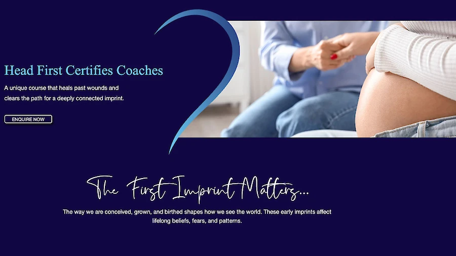 Landing page to enrol in a certification course for birth imprint coaches